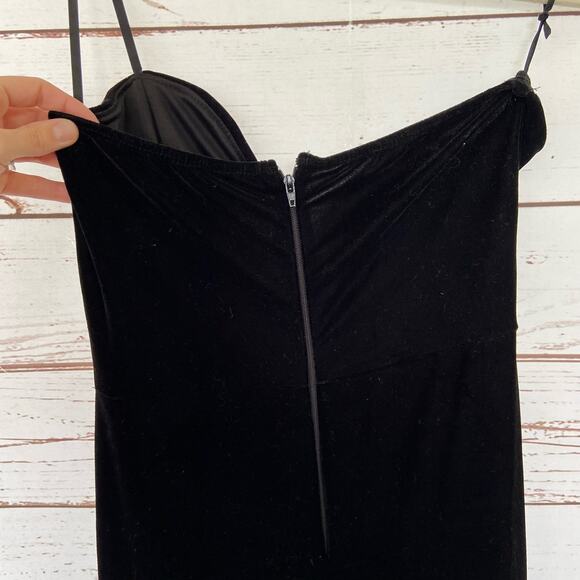 Windsor S Black Velvet Strapless Plunge Ruffle High Low Formal Gown Maxi Dress - Picture 8 of 11